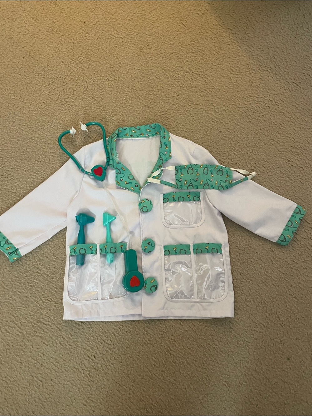 Kids Doctor Play Coat with Teal Stethoscope